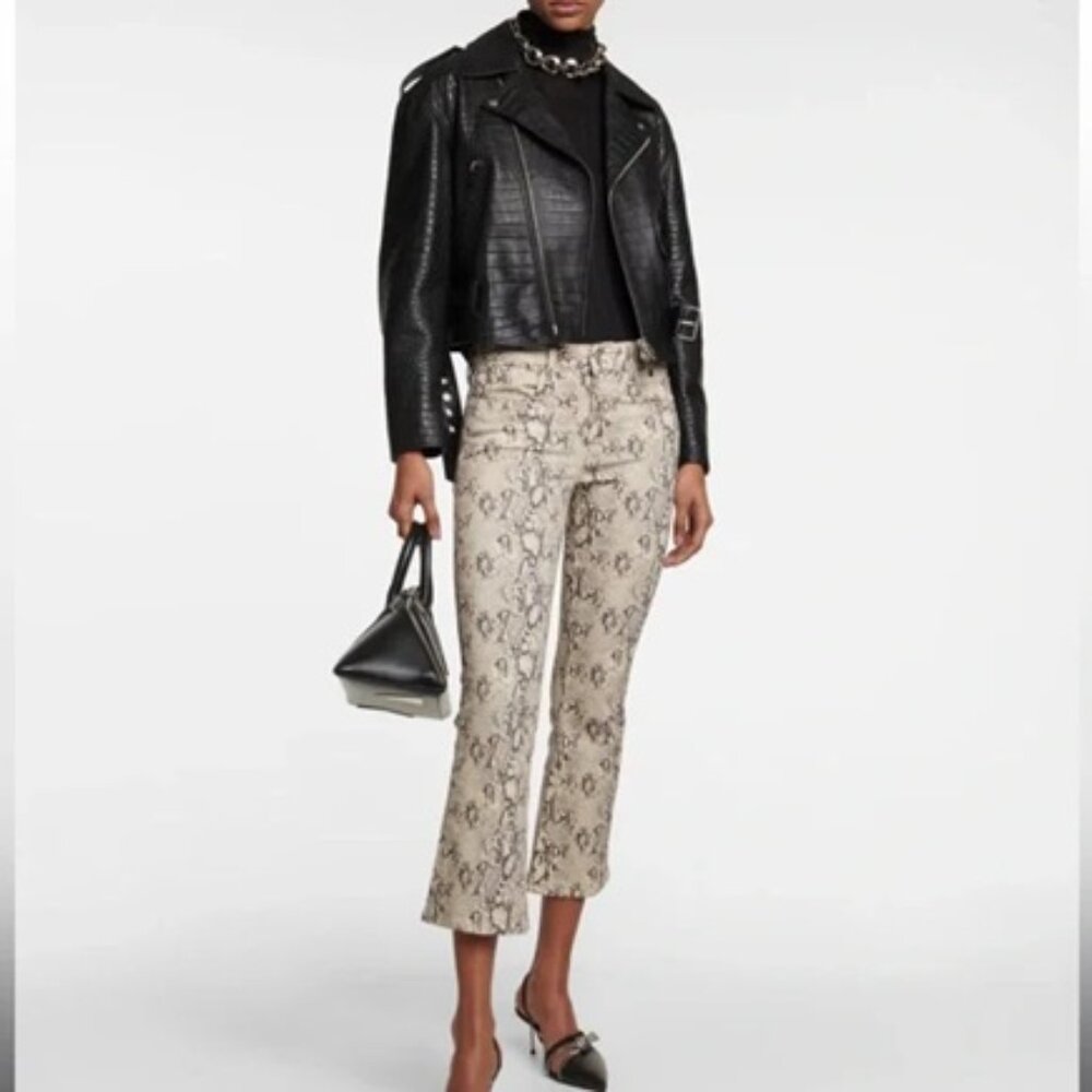 Frame Denim Women's Boot Cut Jeans in Beige Snake Print